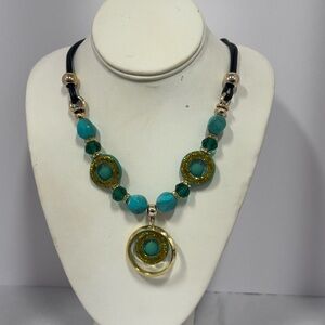 PUNJAB CIRCLE BROWN AND GOLD  DENKAYS BOHEMIAN STATEMENT NECKLACE DK1